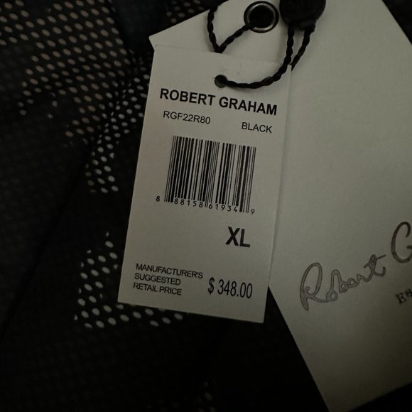 Robert Graham Full Zip Field Jacket Mens Stone $348 Black Logo RGF22R80 NEW - Picture 15 of 16